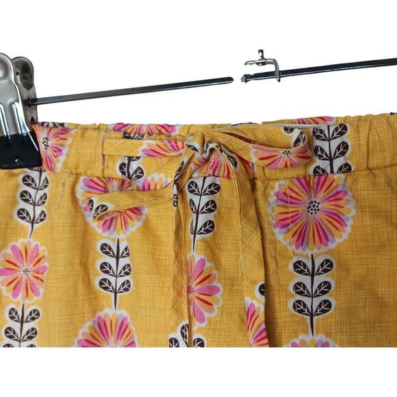 Sunhee Moon Yellow Floral Cotton Skirt with Tie Front | Size 3 | Made in USA - Picture 7 of 12